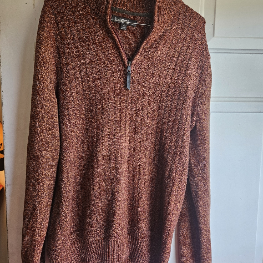 Men's Rust Zip-Up Sweater
